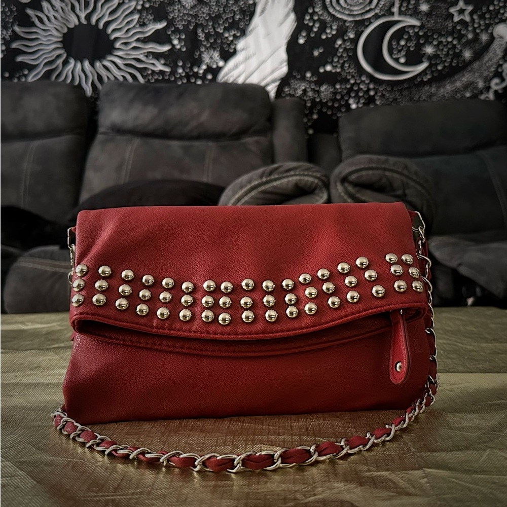 Elegant Red Studded Clutch - Picture 6 of 16